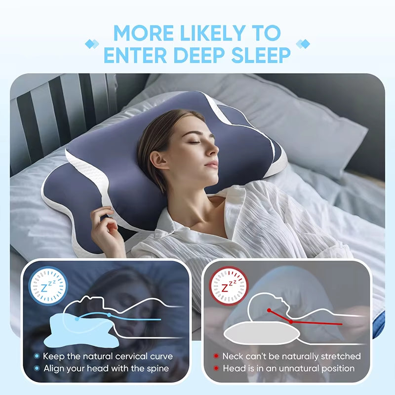 2026 NEW Ergonomic Orthopedic Neck Support Side Back Stomach Sleep Pillow Memory Foam Pillow Cervical Pillow Relieve Neck Pain